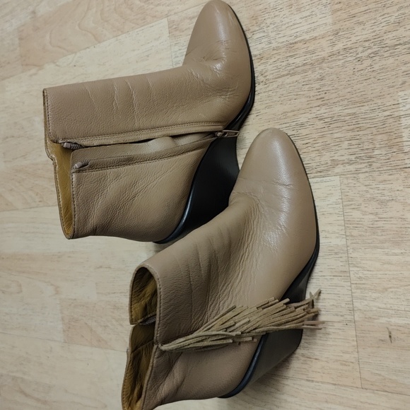 See by Chloe Leather Epona Fringe Wedge Ankle Boot Nude Size 38.5 - Picture 2 of 8